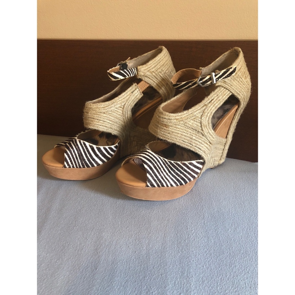 Sam Edelman Animal Print & Jute Wedge Heels